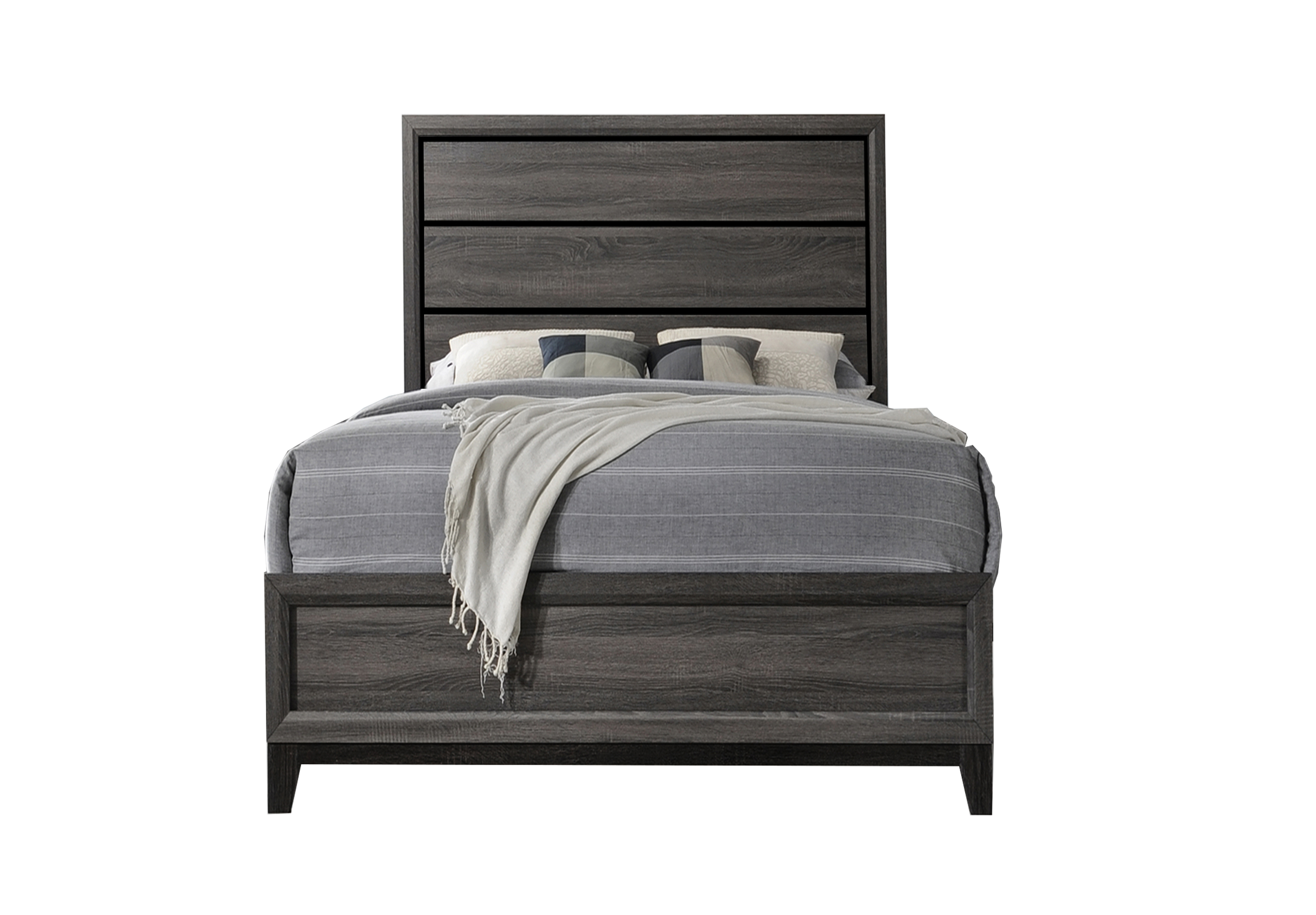 Sierra King Size Contemporary Bed Made with Wood in Gray